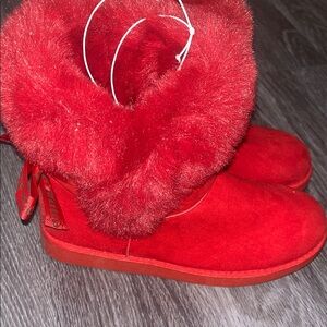 Juicy Couture Vibrant Red Fur-Lined Boots